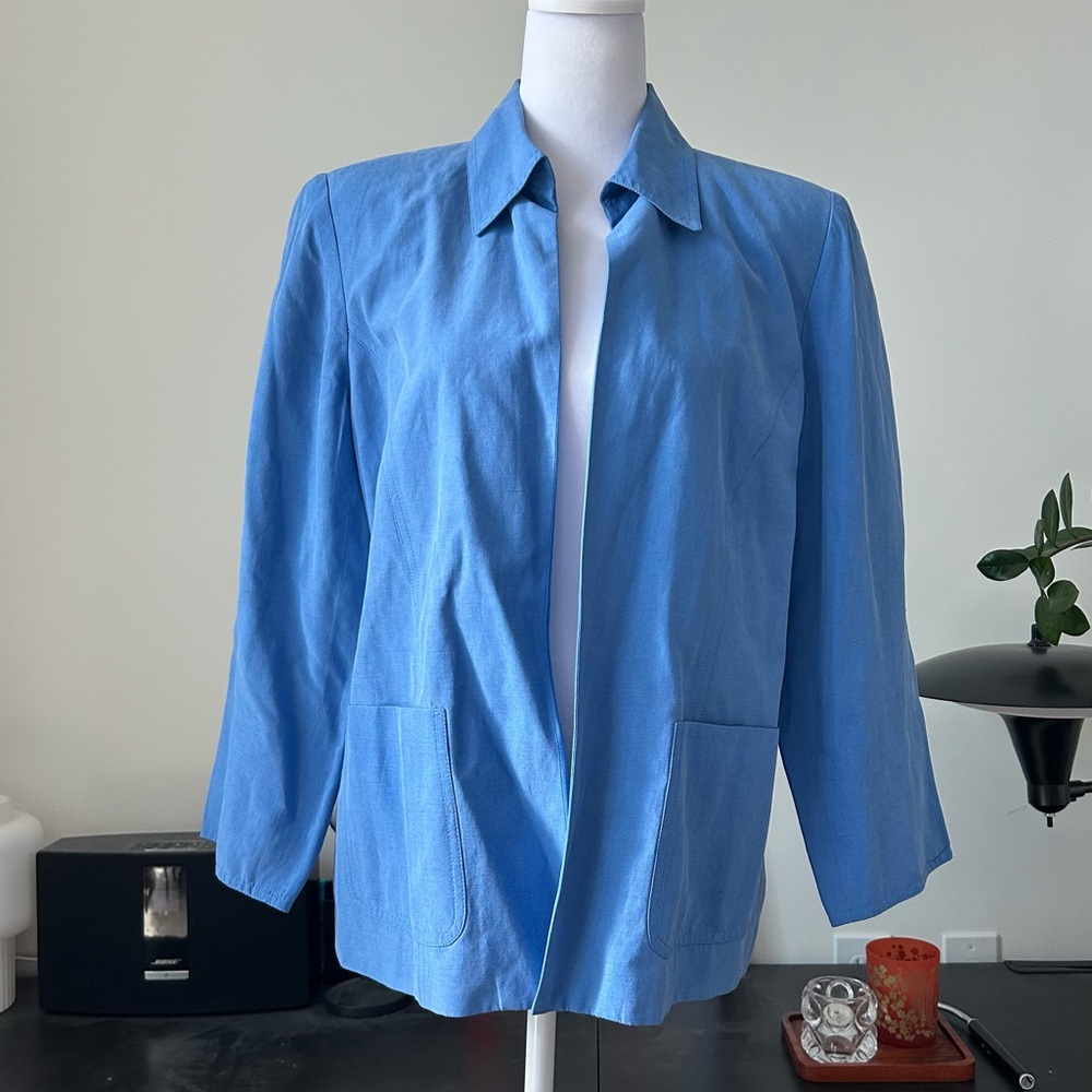 Silk/Linen Open Front Jacket